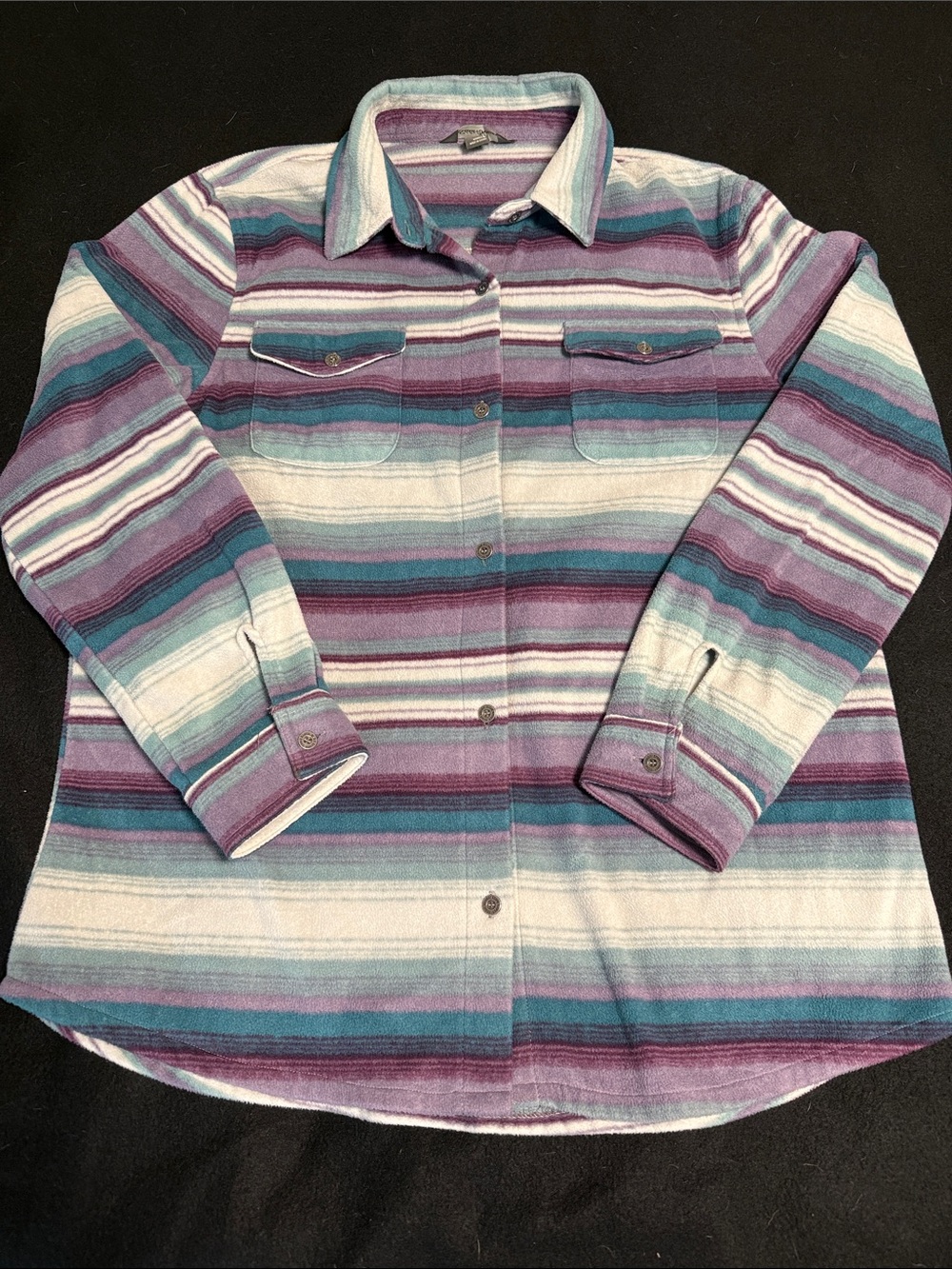 Eddie Bauer Striped Button-Down Fleece Shirt